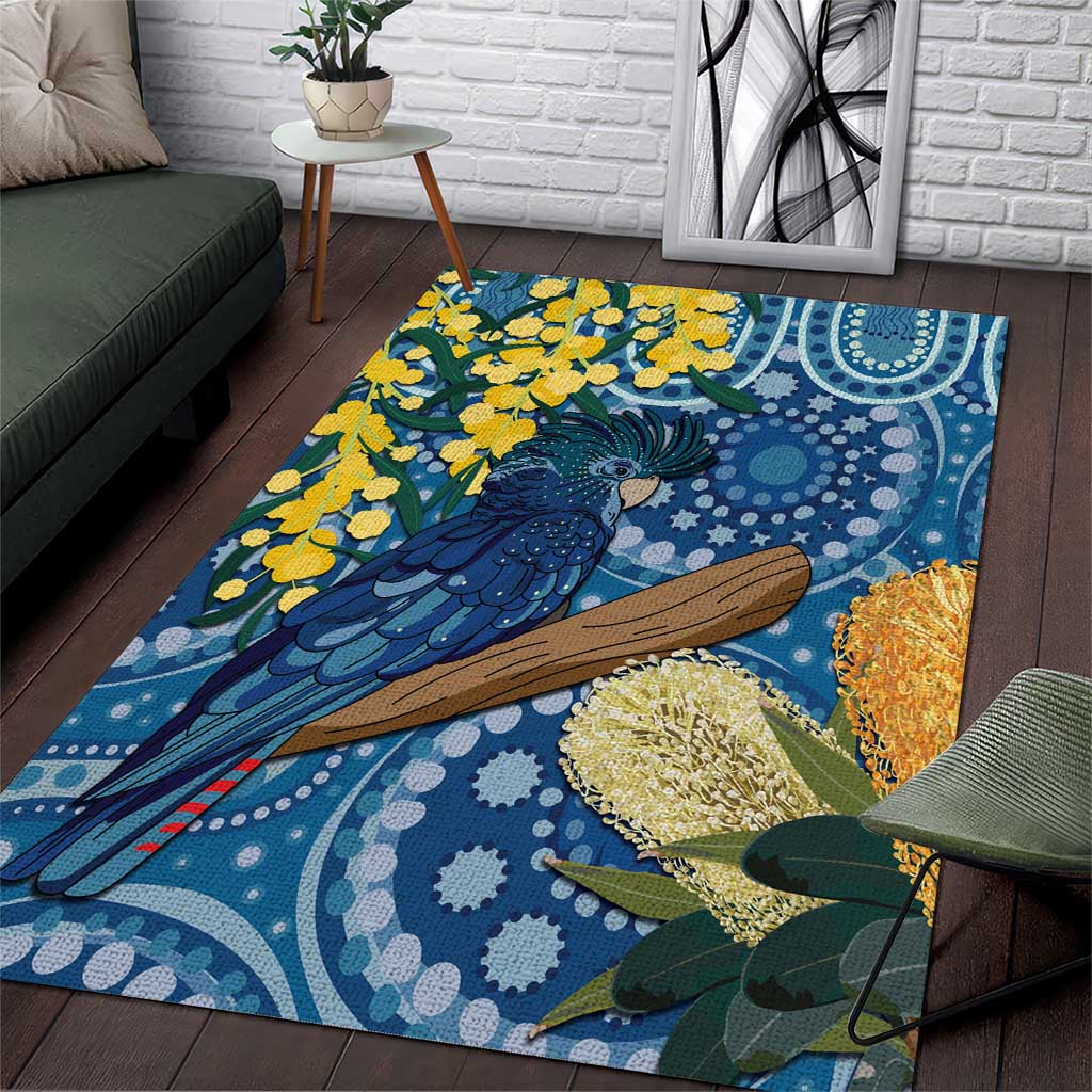 Black Cockatoo Australia Aboriginal Art Area Rug NAIDOC Week - Nature Lovers