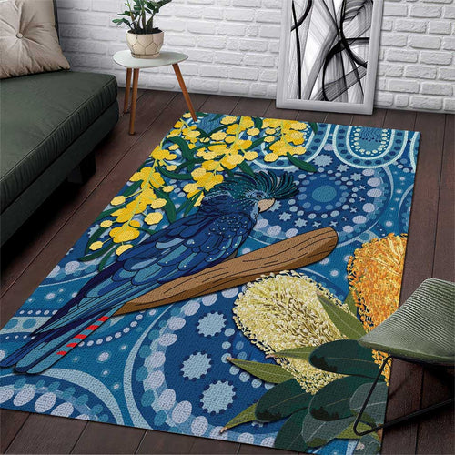 Black Cockatoo Australia Aboriginal Art Area Rug NAIDOC Week - Nature Lovers