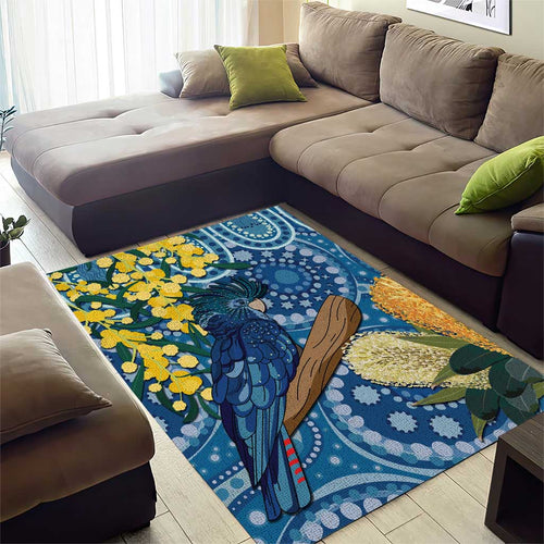 Black Cockatoo Australia Aboriginal Art Area Rug NAIDOC Week - Nature Lovers
