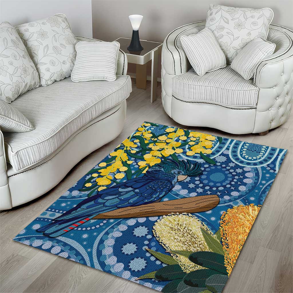 Black Cockatoo Australia Aboriginal Art Area Rug NAIDOC Week - Nature Lovers
