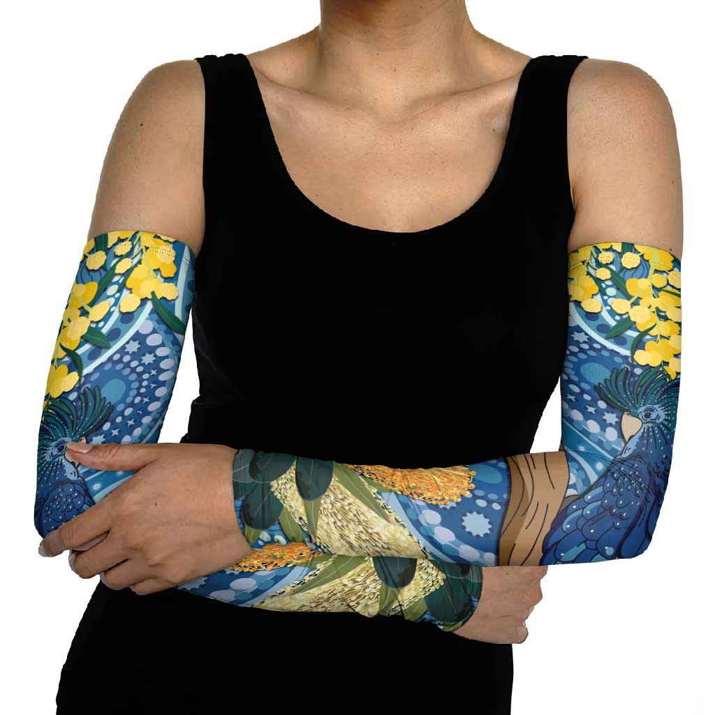 Black Cockatoo Australia Aboriginal Art Arm Sleeves NAIDOC Week - Nature Lovers