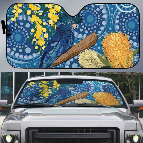 Black Cockatoo Australia Aboriginal Art Auto Sun Shade NAIDOC Week - Nature Lovers