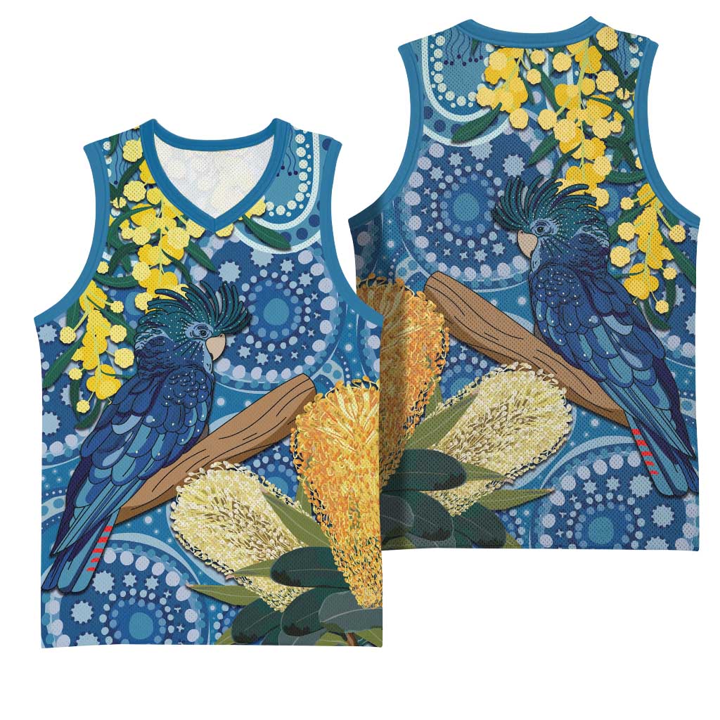 Black Cockatoo Australia Aboriginal Art Basketball Jersey NAIDOC Week - Nature Lovers