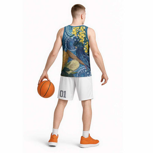 Black Cockatoo Australia Aboriginal Art Basketball Jersey NAIDOC Week - Nature Lovers