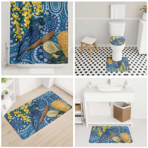 Black Cockatoo Australia Aboriginal Art Bathroom Set NAIDOC Week - Nature Lovers