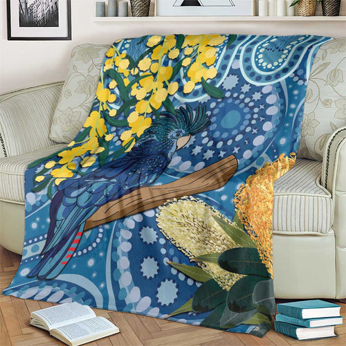 Black Cockatoo Australia Aboriginal Art Blanket NAIDOC Week - Nature Lovers
