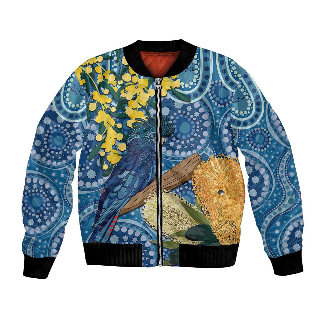 Black Cockatoo Australia Aboriginal Art Bomber Jacket NAIDOC Week - Nature Lovers