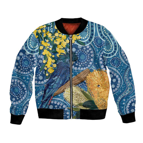 Black Cockatoo Australia Aboriginal Art Bomber Jacket NAIDOC Week - Nature Lovers
