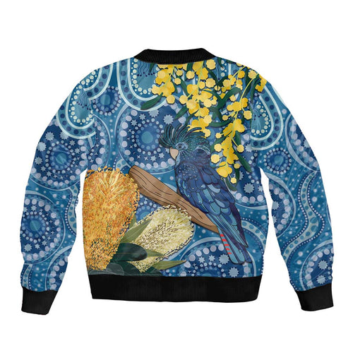 Black Cockatoo Australia Aboriginal Art Bomber Jacket NAIDOC Week - Nature Lovers