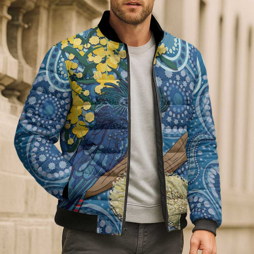 Black Cockatoo Australia Aboriginal Art Bomber Puffer Jacket NAIDOC Week - Nature Lovers