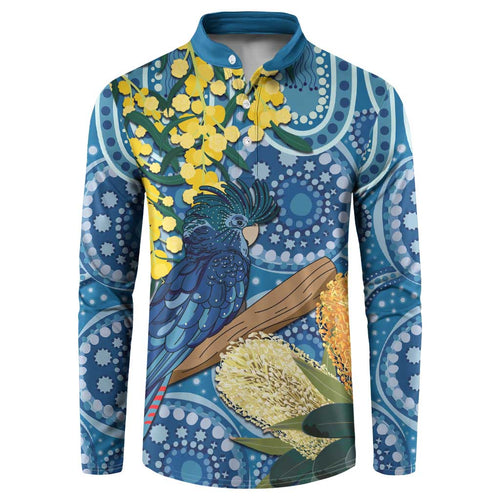 Black Cockatoo Australia Aboriginal Art Button Sweatshirt NAIDOC Week - Nature Lovers