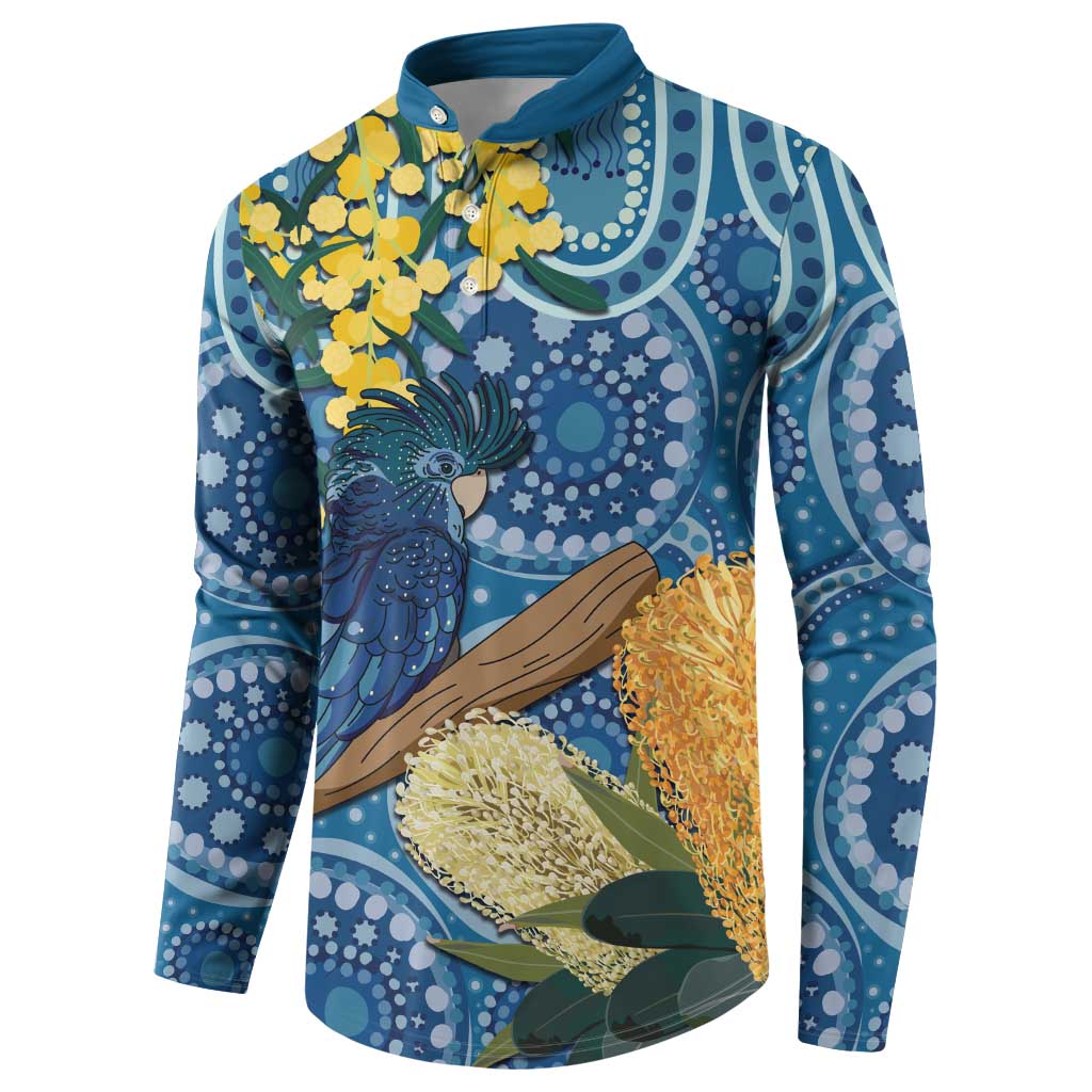 Black Cockatoo Australia Aboriginal Art Button Sweatshirt NAIDOC Week - Nature Lovers