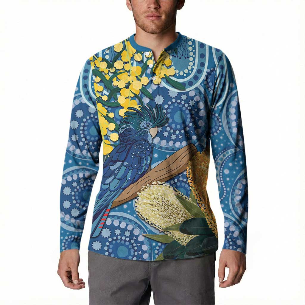 Black Cockatoo Australia Aboriginal Art Button Sweatshirt NAIDOC Week - Nature Lovers