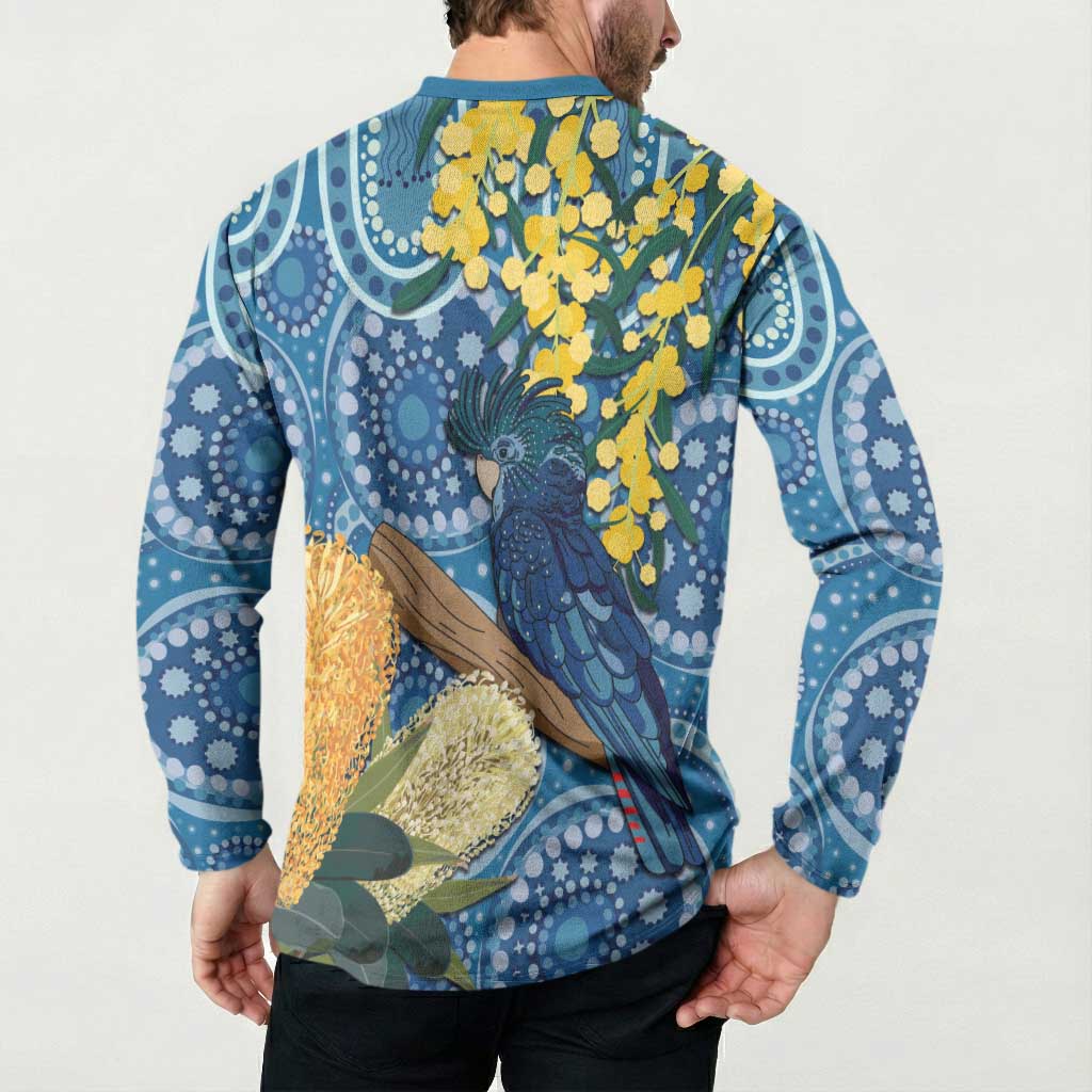 Black Cockatoo Australia Aboriginal Art Button Sweatshirt NAIDOC Week - Nature Lovers
