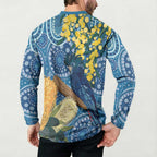 Black Cockatoo Australia Aboriginal Art Button Sweatshirt NAIDOC Week - Nature Lovers