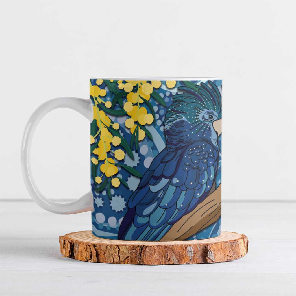 Black Cockatoo Australia Aboriginal Art Ceramic Mug NAIDOC Week - Nature Lovers