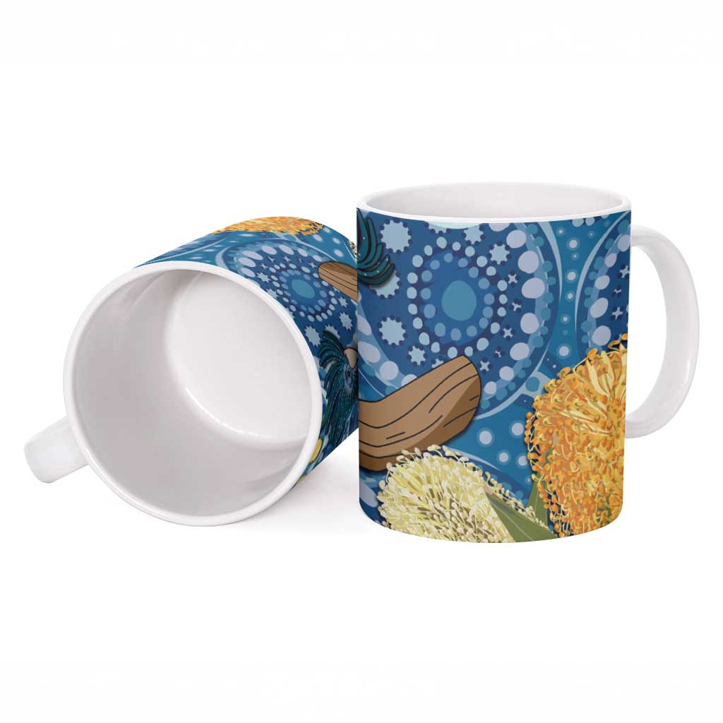 Black Cockatoo Australia Aboriginal Art Ceramic Mug NAIDOC Week - Nature Lovers