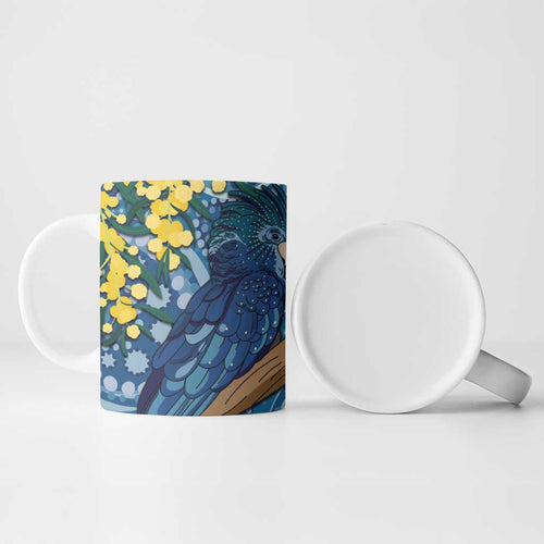 Black Cockatoo Australia Aboriginal Art Ceramic Mug NAIDOC Week - Nature Lovers