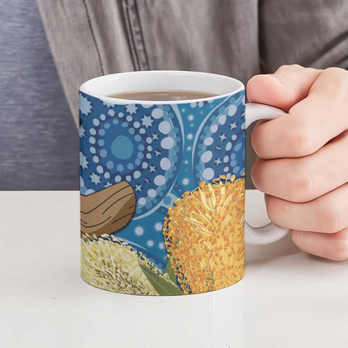 Black Cockatoo Australia Aboriginal Art Ceramic Mug NAIDOC Week - Nature Lovers