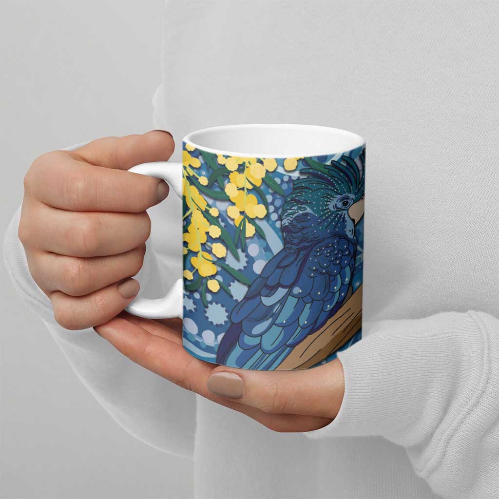 Black Cockatoo Australia Aboriginal Art Ceramic Mug NAIDOC Week - Nature Lovers