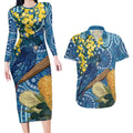 Black Cockatoo Australia Aboriginal Art Couples Matching Long Sleeve Bodycon Dress and Hawaiian Shirt NAIDOC Week - Nature Lovers