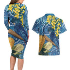 Black Cockatoo Australia Aboriginal Art Couples Matching Long Sleeve Bodycon Dress and Hawaiian Shirt NAIDOC Week - Nature Lovers