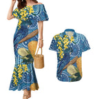 Black Cockatoo Australia Aboriginal Art Couples Matching Mermaid Dress and Hawaiian Shirt NAIDOC Week - Nature Lovers