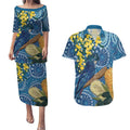 Black Cockatoo Australia Aboriginal Art Couples Matching Puletasi and Hawaiian Shirt NAIDOC Week - Nature Lovers
