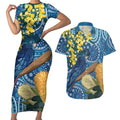 Black Cockatoo Australia Aboriginal Art Couples Matching Short Sleeve Bodycon Dress and Hawaiian Shirt NAIDOC Week - Nature Lovers