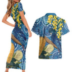 Black Cockatoo Australia Aboriginal Art Couples Matching Short Sleeve Bodycon Dress and Hawaiian Shirt NAIDOC Week - Nature Lovers
