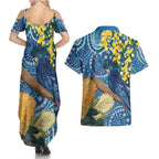 Black Cockatoo Australia Aboriginal Art Couples Matching Summer Maxi Dress and Hawaiian Shirt NAIDOC Week - Nature Lovers