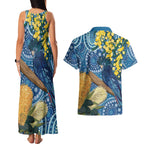 Black Cockatoo Australia Aboriginal Art Couples Matching Tank Maxi Dress and Hawaiian Shirt NAIDOC Week - Nature Lovers