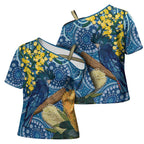 Black Cockatoo Australia Aboriginal Art Cross Shoulder Shirt NAIDOC Week - Nature Lovers