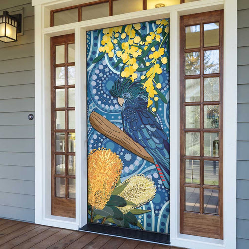 Black Cockatoo Australia Aboriginal Art Door Cover NAIDOC Week - Nature Lovers
