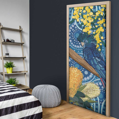 Black Cockatoo Australia Aboriginal Art Door Cover NAIDOC Week - Nature Lovers
