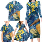 Black Cockatoo Australia Aboriginal Art Family Matching Long Sleeve Bodycon Dress and Hawaiian Shirt NAIDOC Week - Nature Lovers