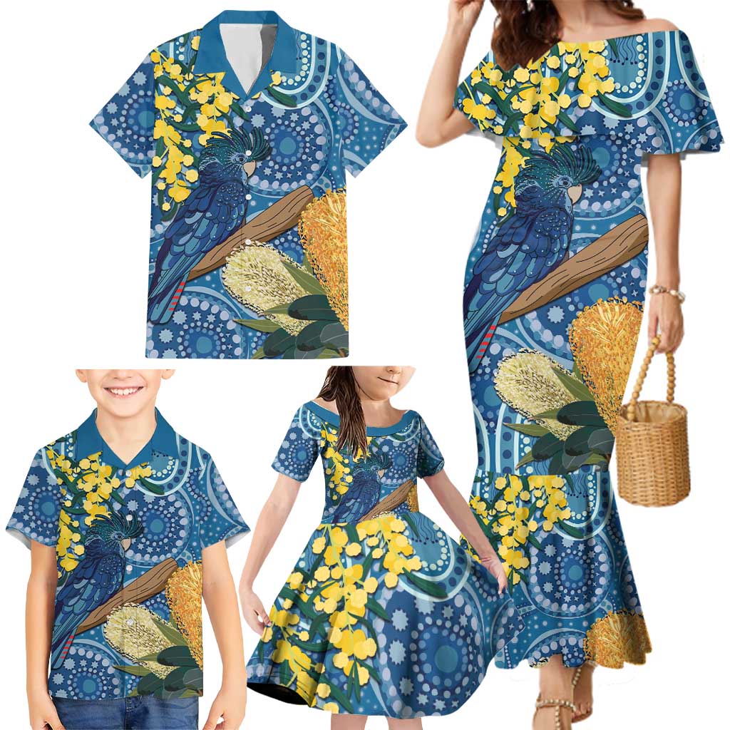 Black Cockatoo Australia Aboriginal Art Family Matching Mermaid Dress and Hawaiian Shirt NAIDOC Week - Nature Lovers
