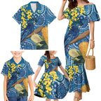 Black Cockatoo Australia Aboriginal Art Family Matching Mermaid Dress and Hawaiian Shirt NAIDOC Week - Nature Lovers