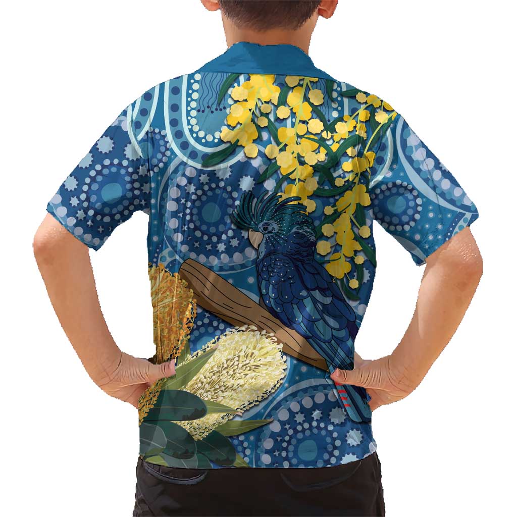 Black Cockatoo Australia Aboriginal Art Family Matching Off The Shoulder Long Sleeve Dress and Hawaiian Shirt NAIDOC Week - Nature Lovers