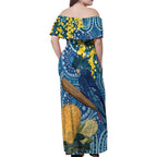 Black Cockatoo Australia Aboriginal Art Family Matching Off Shoulder Maxi Dress and Hawaiian Shirt NAIDOC Week - Nature Lovers