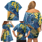Black Cockatoo Australia Aboriginal Art Family Matching Off Shoulder Short Dress and Hawaiian Shirt NAIDOC Week - Nature Lovers