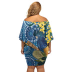 Black Cockatoo Australia Aboriginal Art Family Matching Off Shoulder Short Dress and Hawaiian Shirt NAIDOC Week - Nature Lovers