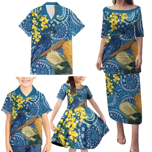 Black Cockatoo Australia Aboriginal Art Family Matching Puletasi and Hawaiian Shirt NAIDOC Week - Nature Lovers