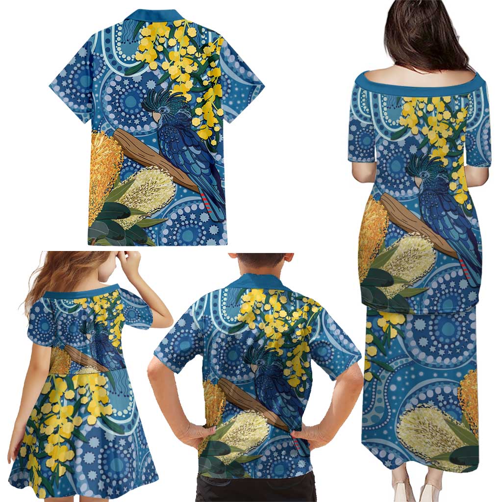 Black Cockatoo Australia Aboriginal Art Family Matching Puletasi and Hawaiian Shirt NAIDOC Week - Nature Lovers