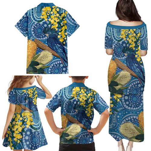 Black Cockatoo Australia Aboriginal Art Family Matching Puletasi and Hawaiian Shirt NAIDOC Week - Nature Lovers