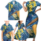 Black Cockatoo Australia Aboriginal Art Family Matching Short Sleeve Bodycon Dress and Hawaiian Shirt NAIDOC Week - Nature Lovers