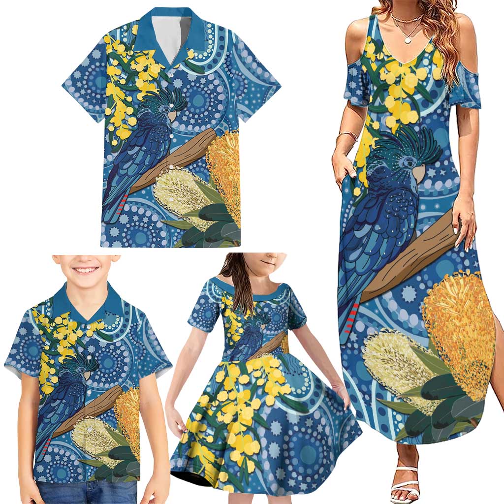 Black Cockatoo Australia Aboriginal Art Family Matching Summer Maxi Dress and Hawaiian Shirt NAIDOC Week - Nature Lovers