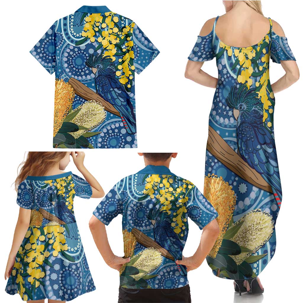 Black Cockatoo Australia Aboriginal Art Family Matching Summer Maxi Dress and Hawaiian Shirt NAIDOC Week - Nature Lovers