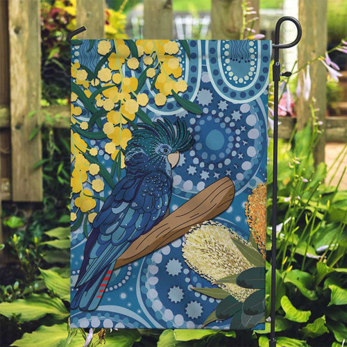 Black Cockatoo Australia Aboriginal Art Garden Flag NAIDOC Week - Nature Lovers