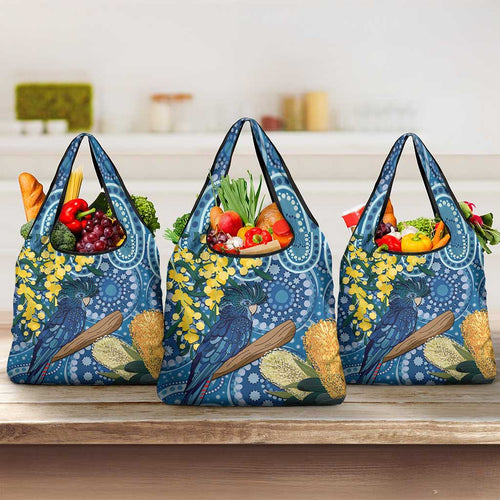 Black Cockatoo Australia Aboriginal Art Grocery Bag NAIDOC Week - Nature Lovers